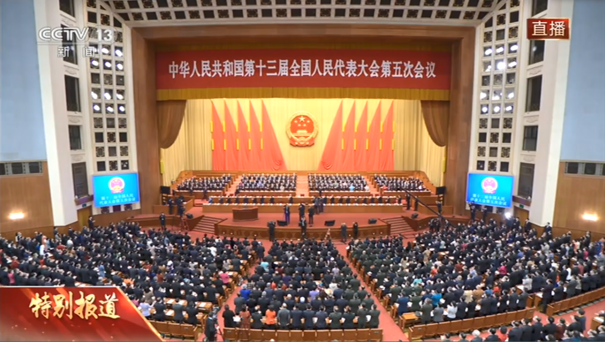 十三届全国人大五次会议举行第二次全体会议